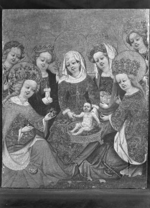 Maria mit Kind und sechs weiblichen Heiligen