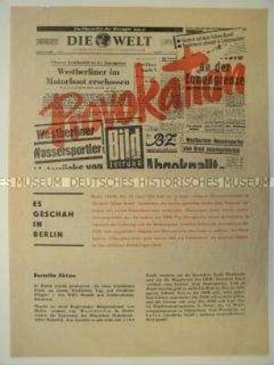 Propagandaflugblatt der DDR zu einem Grenzzwischenfall