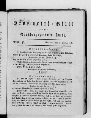 Num. 42, Ausgabe vom 21. Oktober 1818