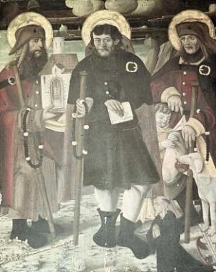 Mitteltafel mit heiligem Alexius, dem heiligen Jodocus und dem heiligen Rochus
