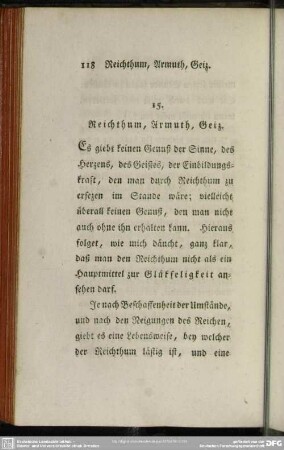15. Reichthum, Armuth, Geiz