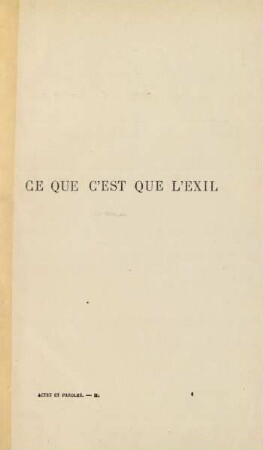 Ce que c'est que l'exil