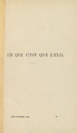Ce que c'est que l'exil