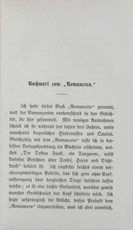 Nachwort zum "Romancero."