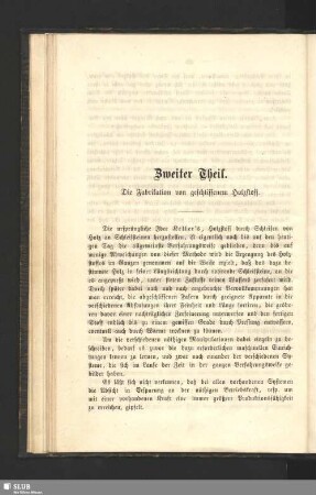 Zweiter Theil. Die Fabrikation von geschliffenem Holzstoff