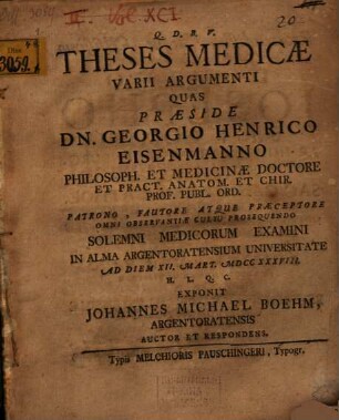 Theses medicae varii argumenti