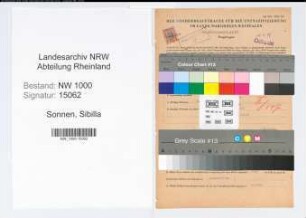 Entnazifizierung Sibilla Sonnen, geb. 12.07.1888 ()