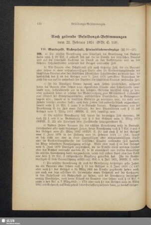 Noch geltende Besoldungs-Bestimmungen vom 22. Februar 1924
