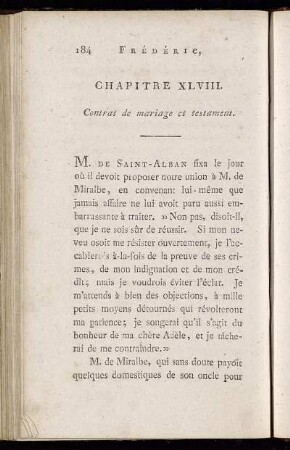 Chapitre XLVIII. Contrat de mariage et testament.