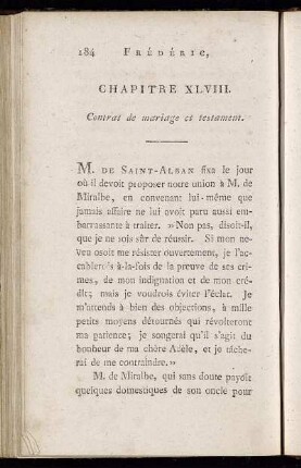 Chapitre XLVIII. Contrat de mariage et testament.