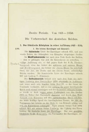 Zweite Periode. Von 843-1056. Die Vorherrschaft des deutschen Reiches