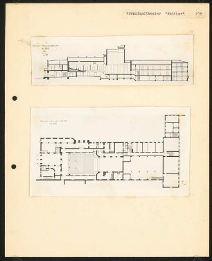 Stadttheater, Ratibor: Grundriss und Längsschnitt