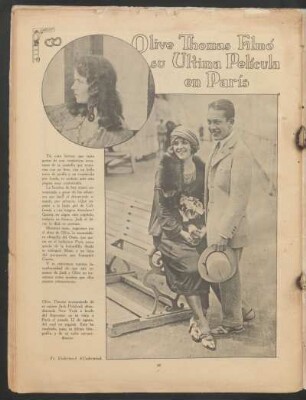 Olive Thomas filmó su última película en París