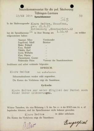 Reitze, Klara