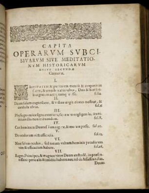 Capita Operarum Subcisivarum Sive Meditationum Historicarum Huius Secundæ Centuriæ.