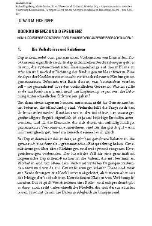 Kookkurrenz und Dependenz. Konkurrierende Prinzipien oder einander ergänzende Beobachtungen?