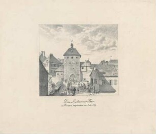 Das Lustnauer Thor von Tübingen, abgebrochen im Jahr 1829 : Lithographie