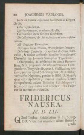 Fridericus Nausea. M. D. LII.