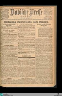 Badische Presse : Generalanzeiger der Residenz Karlsruhe und des Großherzogtums Baden, Sonntagausgabe