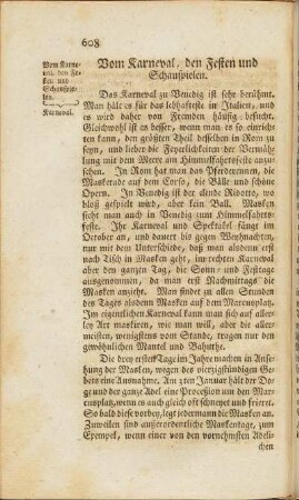 Vom Karneval, den Festen und Schauspielen