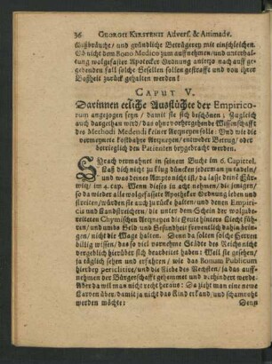 Caput V. Darinnen etliche Ausflüchte der Empiricorum angezogen seyn ...