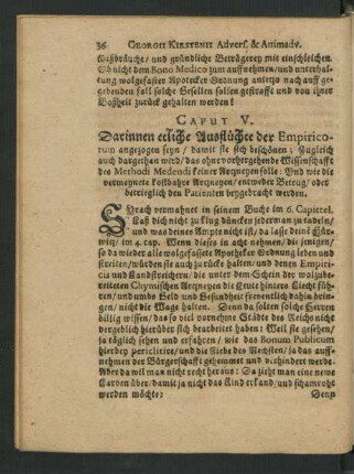 Caput V. Darinnen etliche Ausflüchte der Empiricorum angezogen seyn ...