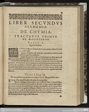Alchemiae Liber Secundus.