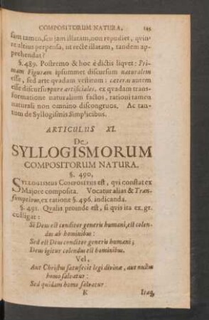 Articulus XI. De Syllogismorum Compositorum Natura.