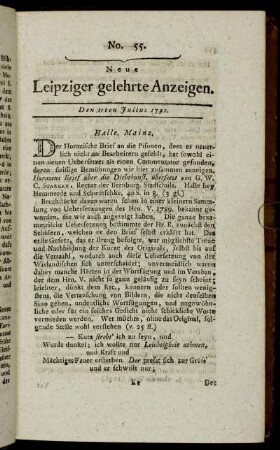No. 55. Den 11ten Julius 1791.