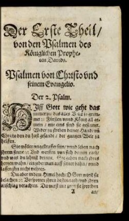 Der Erste Theil/ von den Psalmen des Königlichen Propheten Davids.
