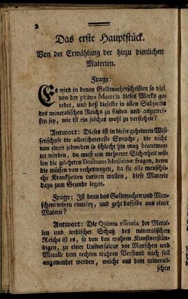 Das erste Hauptstück. Von der Erwählung der hierzu dienlichen Materien
