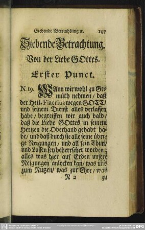 Siebende Betrachtung. Von der Liebe Gottes