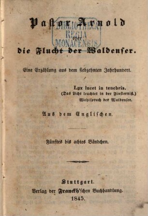 Pastor Arnold oder die Flucht der Waldenser : eine Erzählung aus dem siebzehnten Jahrhundert, 5/8