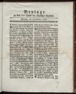 1793,6,Beil: Beylage zu dem 6ten Stück der Rigischen Anzeigen