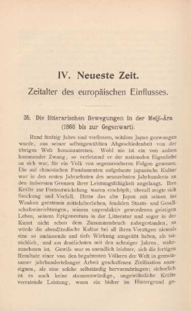 IV. Neueste Zeit. Zeitalter des europäischen Einflusses