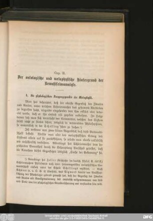4. Die psychologischen Ausgangspunkte der Metaphysik.