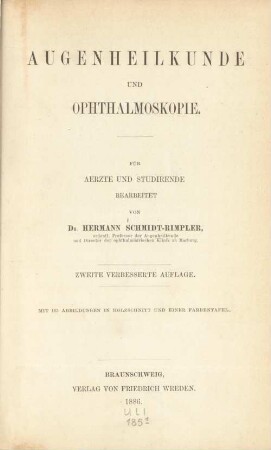 Augenheilkunde und Ophthalmoskopie : für Aerzte und Studirende