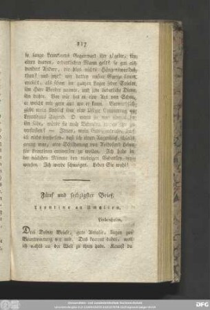 Fünf und sechzigster Brief. Leontine an Amalien.