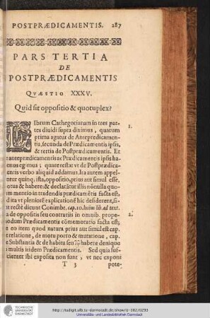 Pars Tertia de Postprædicamentis.