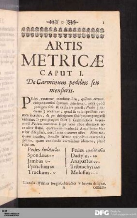 Caput I. De Carminum pedibus seu mensuris.