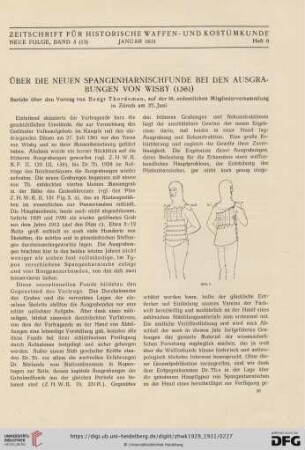 Zeitschrift für historische Waffen- und Kostümkunde, Neue Folge Band 3 (12), Januar 1931, Heft 9
