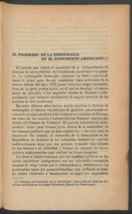 El progreso de la democracia en el Continente Americano (1)