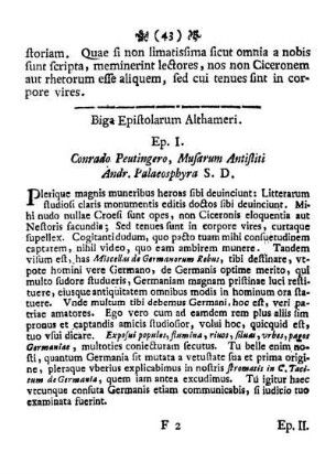 Ep. I. Conrado Peutingero, Musarum Antistiti Andr. Palaeosphyra S.D.