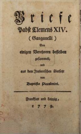 Merkwürdige Briefe des Pabstes Clemens des XIV. (Ganganelli), 5