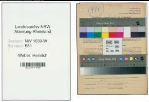 Entnazifizierung Heinrich Weber , geb. 26.09.1905 (Einkaeufer)