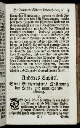 Andertes Capitel. Seine Bußfertigkeit/ Casteyung des Leibs, und innerliche Abtödtung.