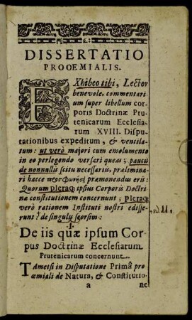 Dissertatio Prooemialis.