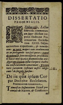 Dissertatio Prooemialis.