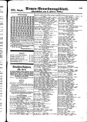 871. Ausgabe. Mittwoch, 2. Februar 1916