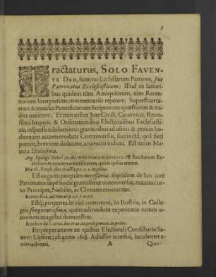 Tractaturus, Solo Favente Deo
